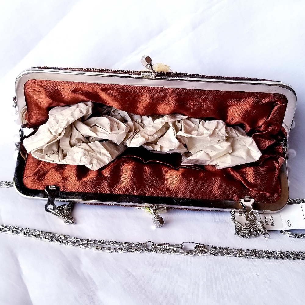 RARE Floral Beaded Evening Statement Purse - Picture 9 of 15